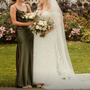 Revelry olive green long dress